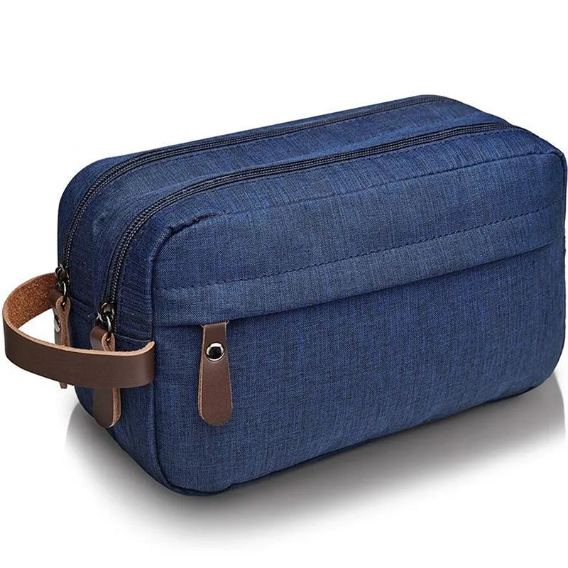 Trousse de toilette bleu marine avec poche avant visible
