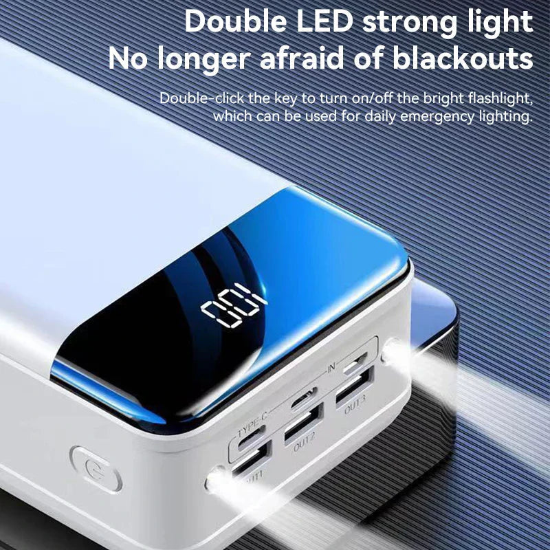Batterie externe noire avec ports USB visibles