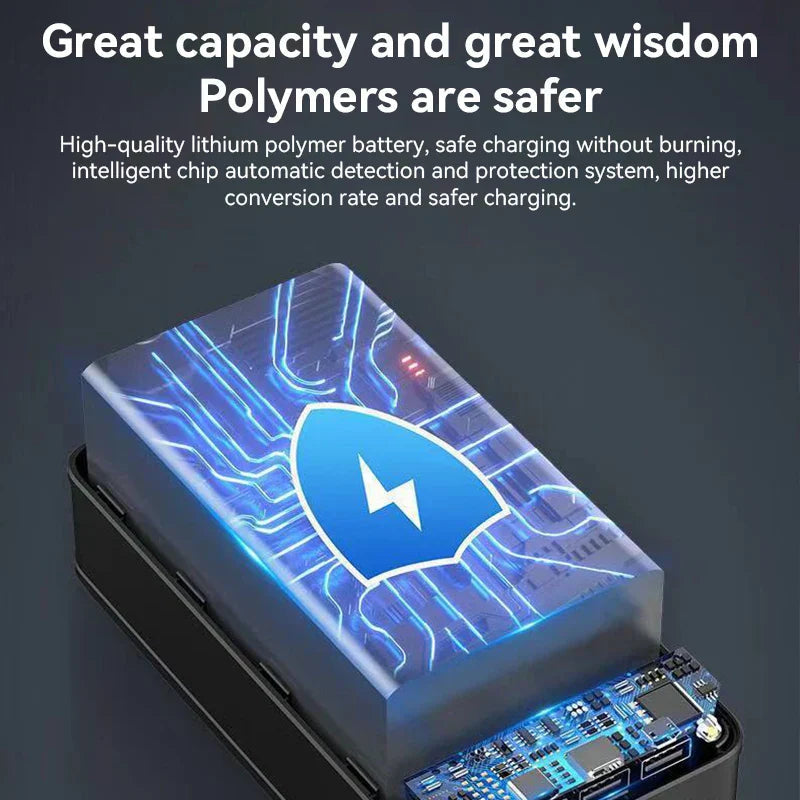Batterie posée sur une table avec câbles connectés