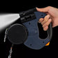 Laisse rétractable double avec lampe et support de sacs