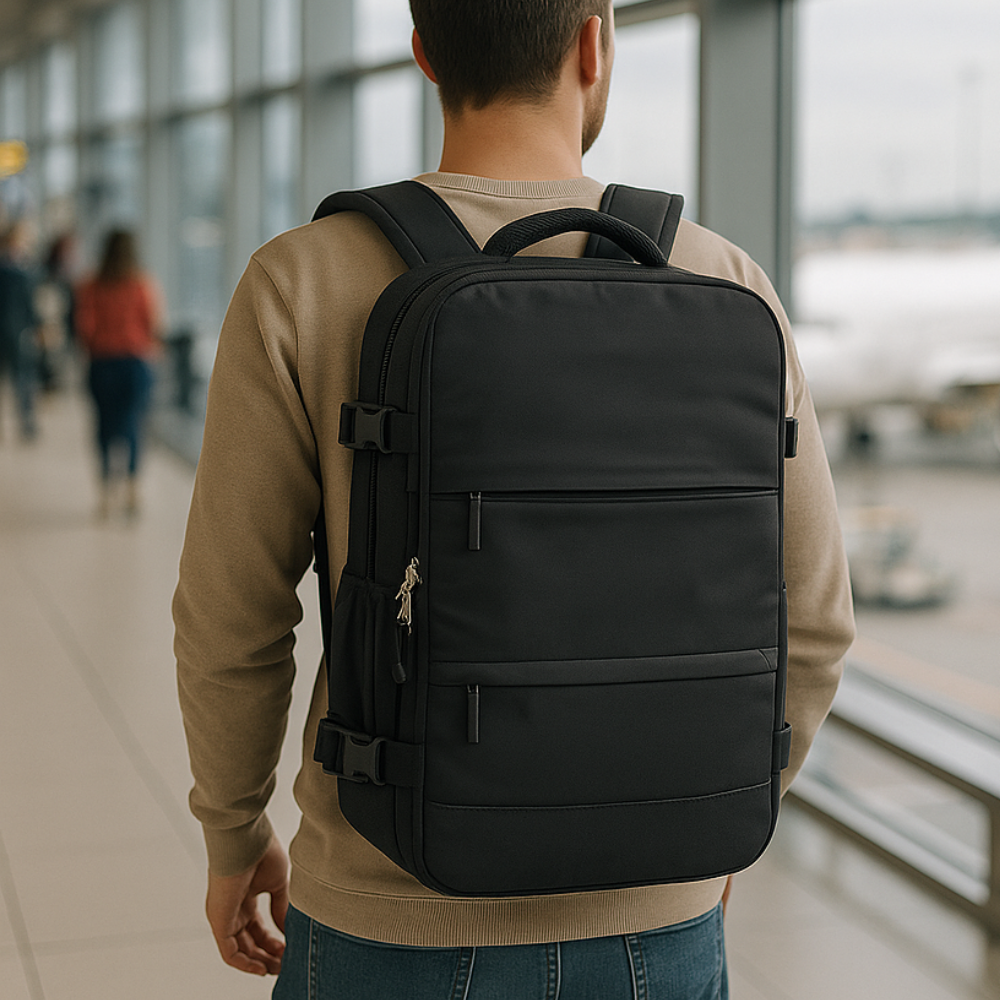 Sac à dos rempli, démontrant sa grande capacité de rangement
