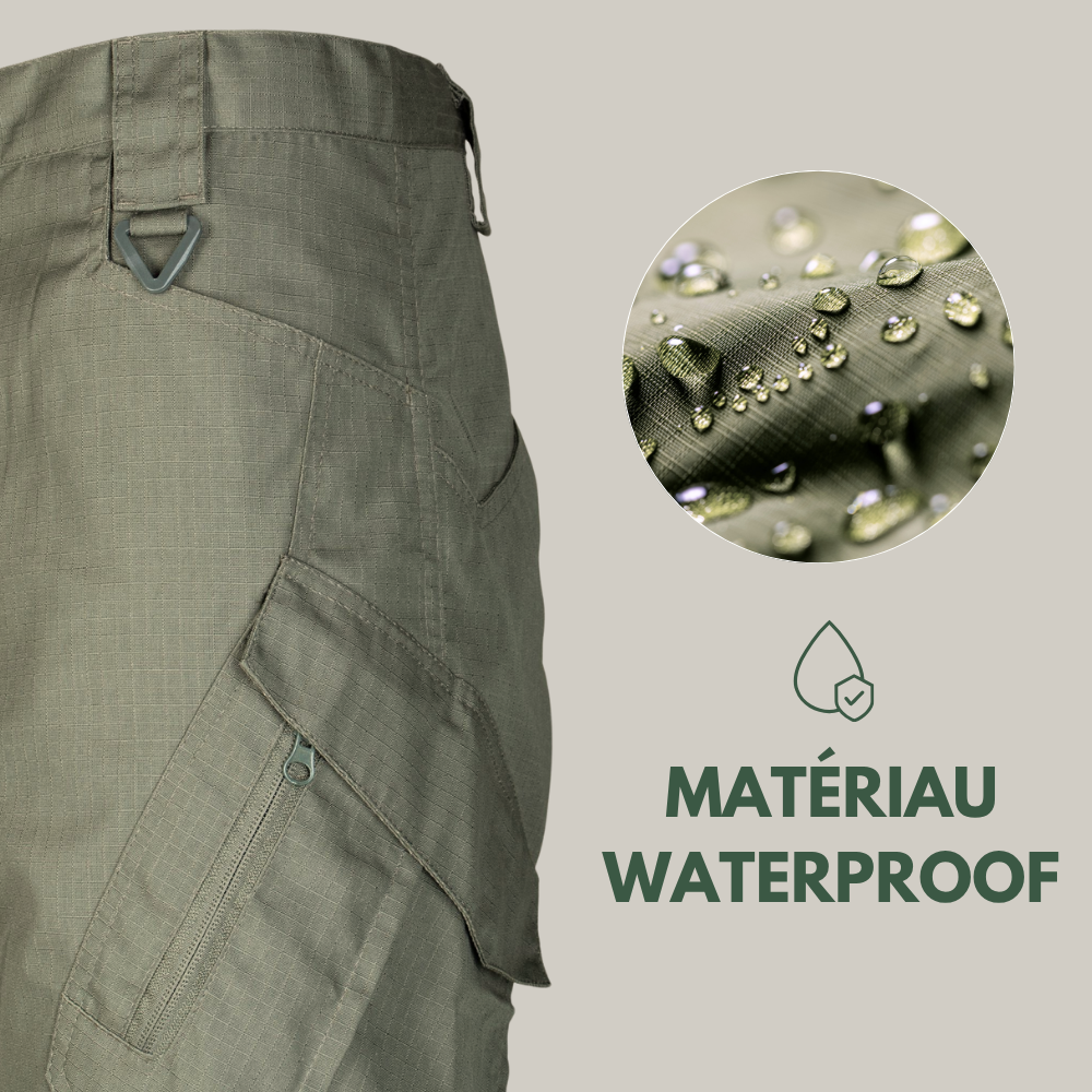 Pantalon tactique en action, homme en mouvement