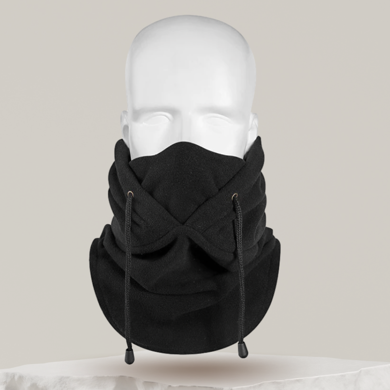 Cagoule de ski noire avec cordon de serrage ajustable