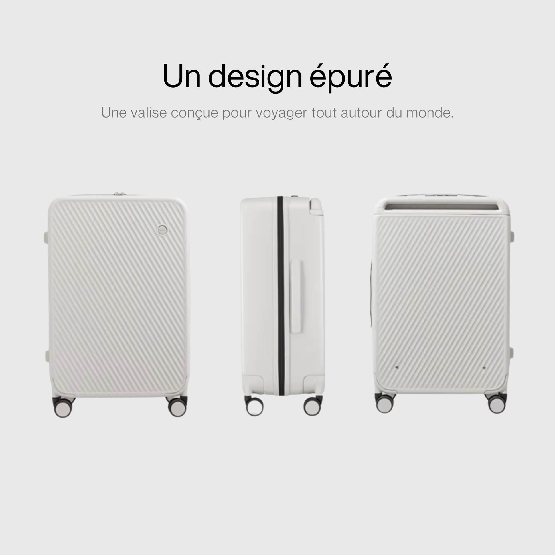 Vue de dessus de la valise montrant les dimensions compactes