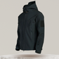Veste imperméable étalée, montrant les poches et coutures