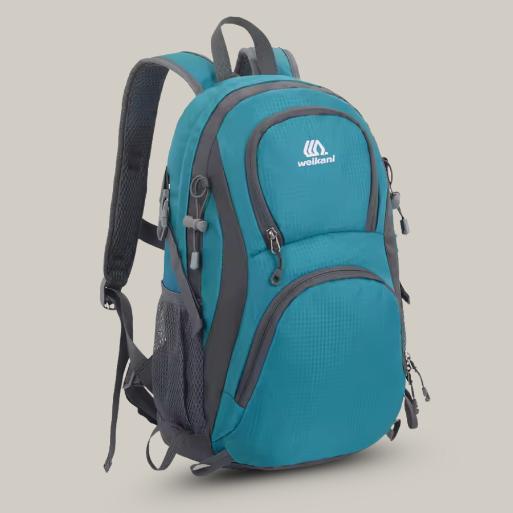 Vue d'ensemble du sac à dos avec tous ses éléments visibles