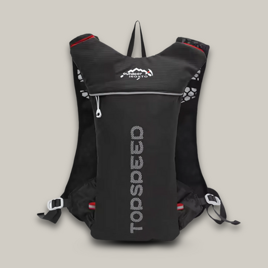 Vue arrière du sac à dos montrant la stabilité en course
