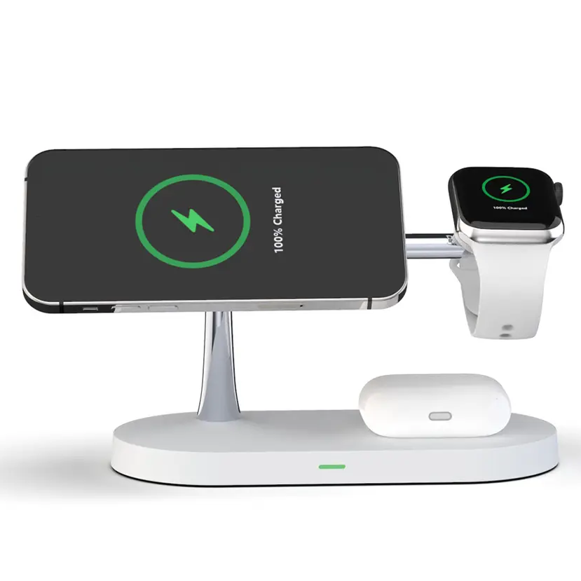 Chargeur sans fil 3-en-1 avec smartphone, montre et écouteurs