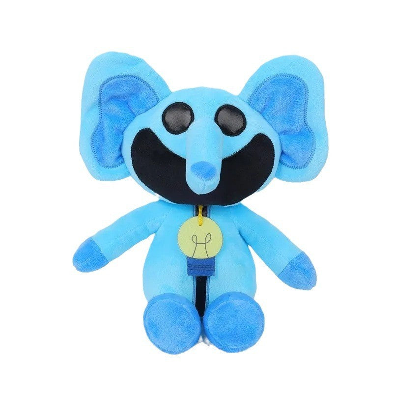 Peluche animale assise, montrant sa texture moelleuse et douce
