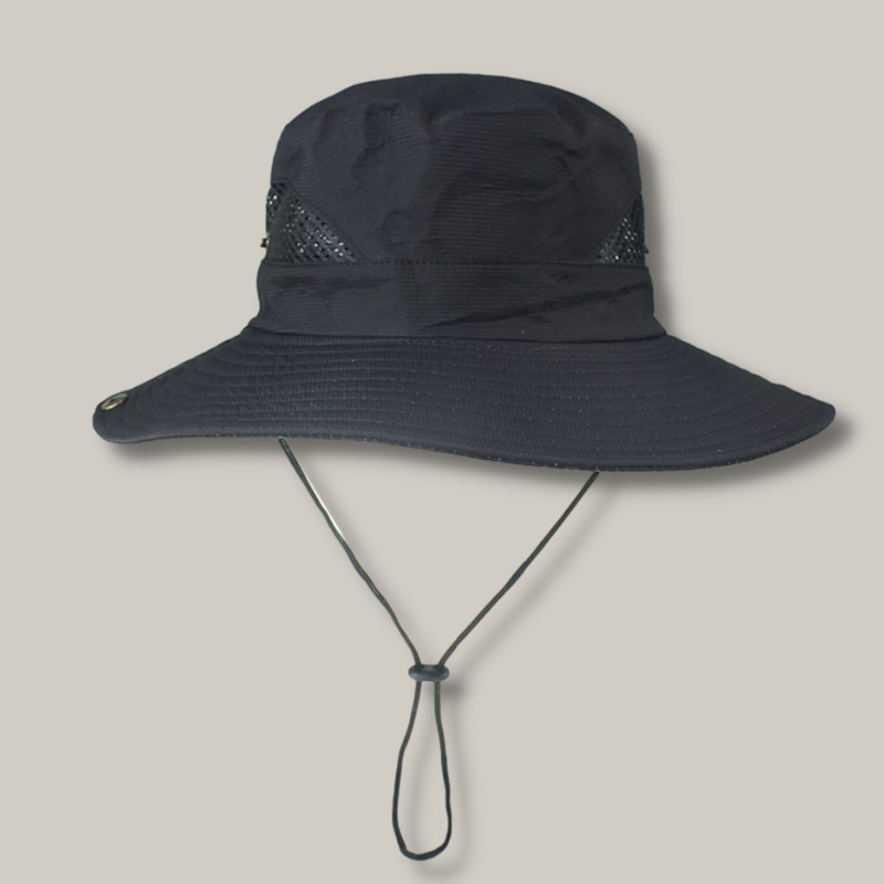 Détail du bord large du chapeau, protection optimale