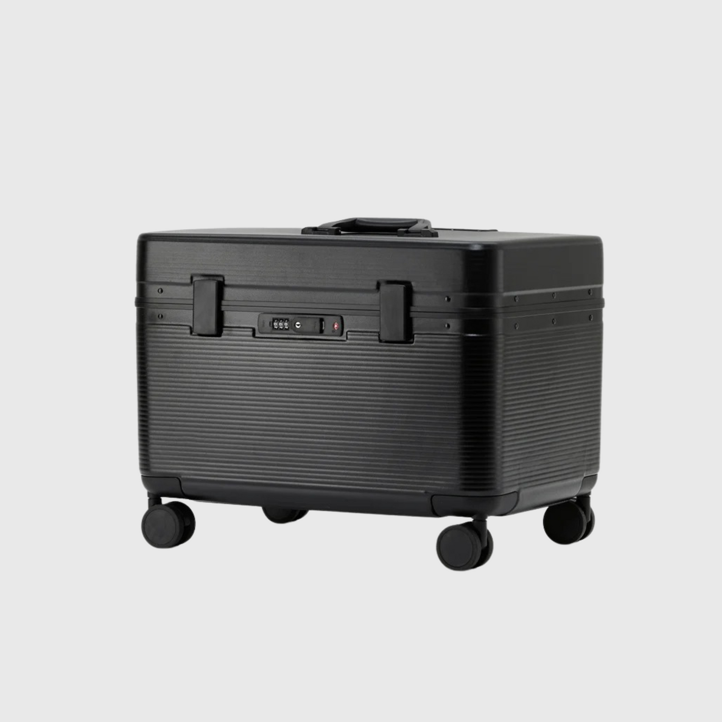 Détail de la poignée ajustable d'une valise en composite