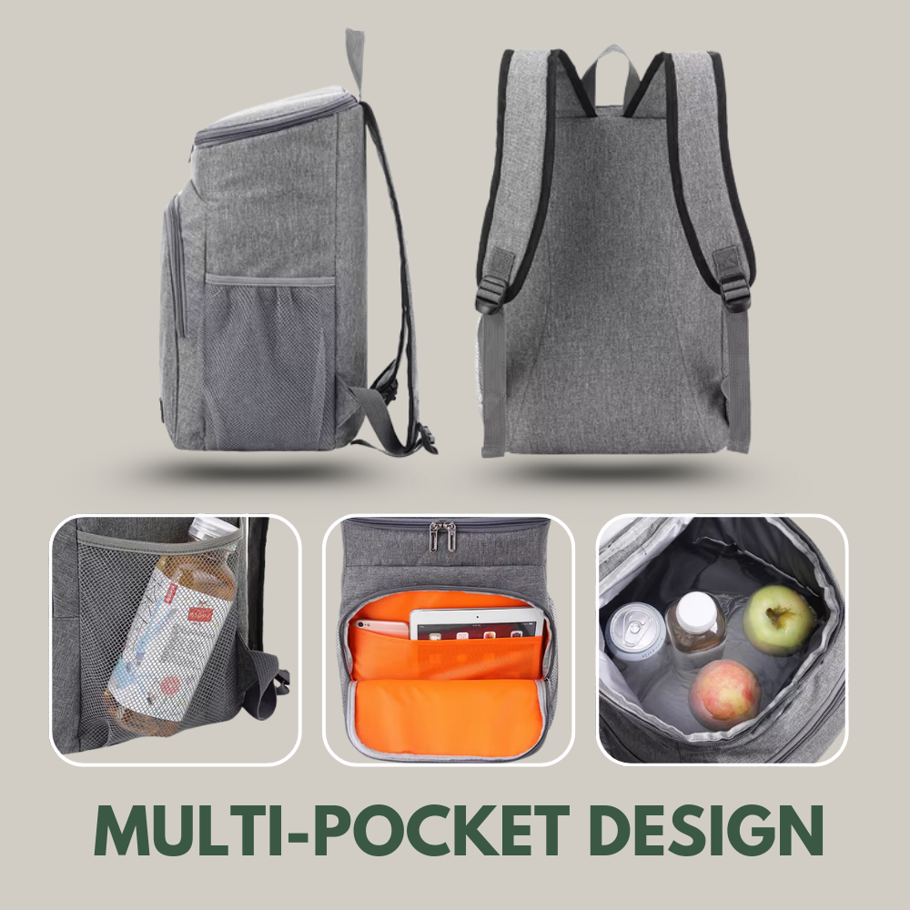 Sac à dos isotherme ouvert montrant l'intérieur spacieux