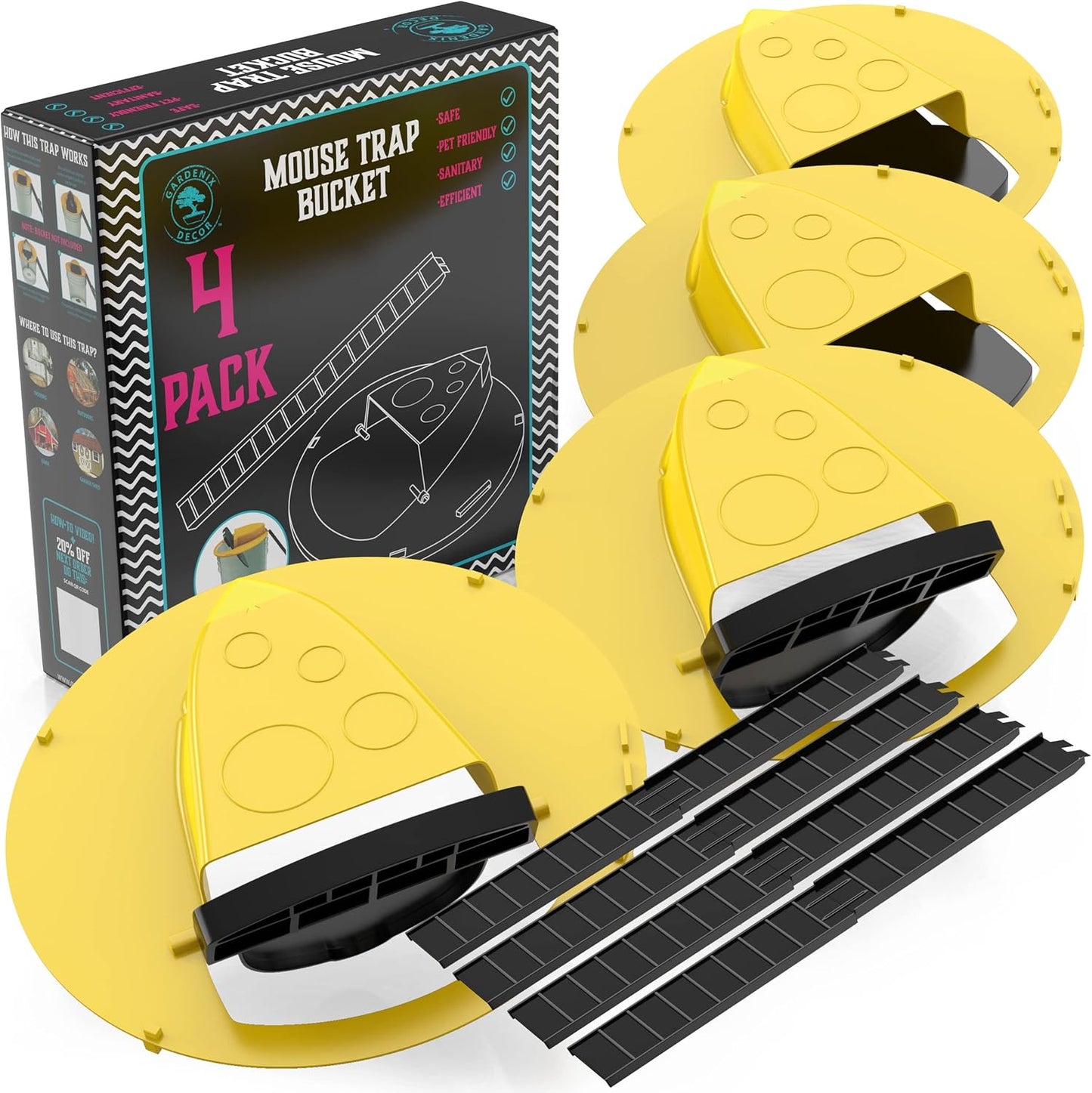 Pack de quatre pièges à souris réutilisables avec couvercle