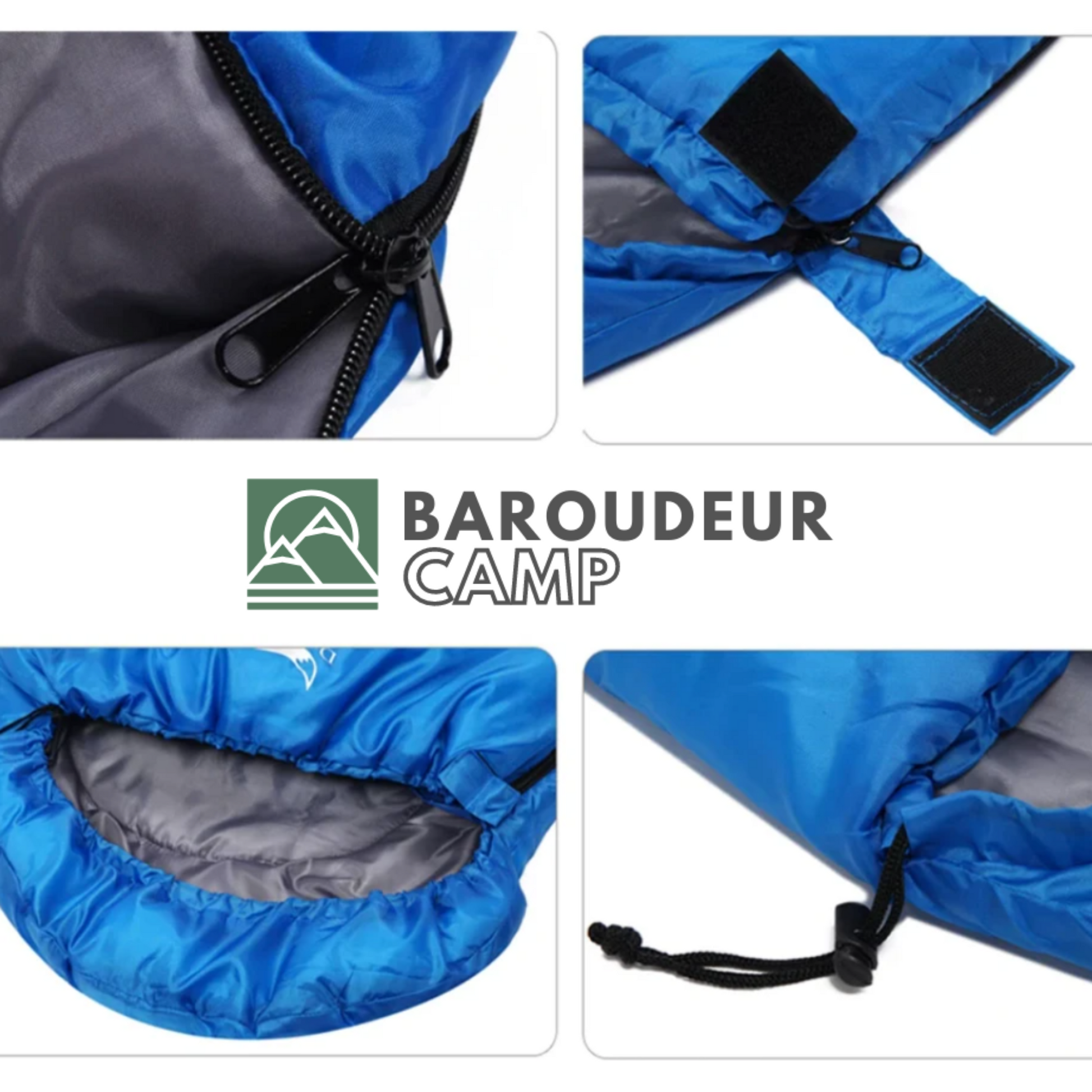 Vue latérale du sac de couchage montrant son épaisseur