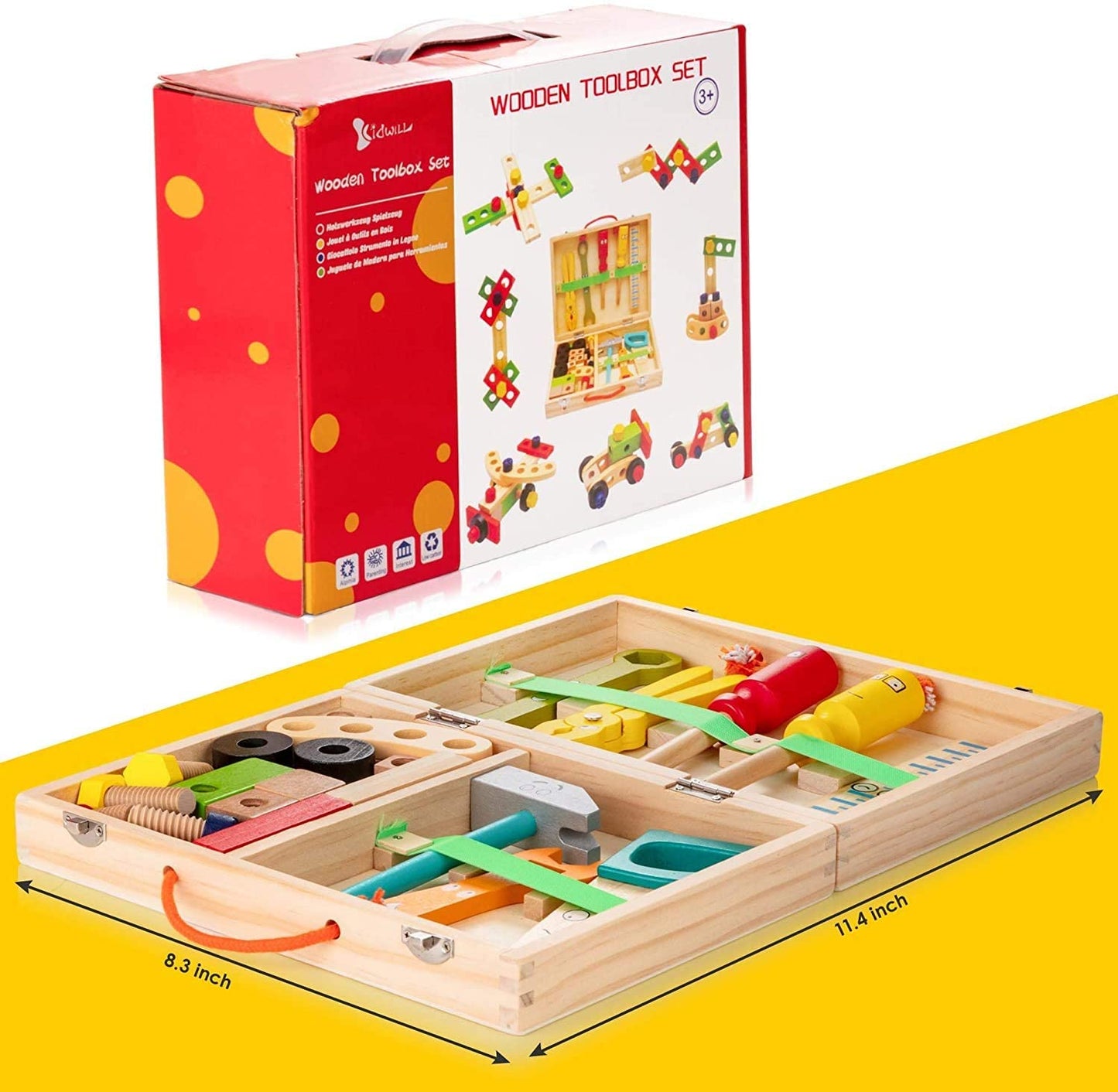 Détails des outils en bois avec bords arrondis sécurisés