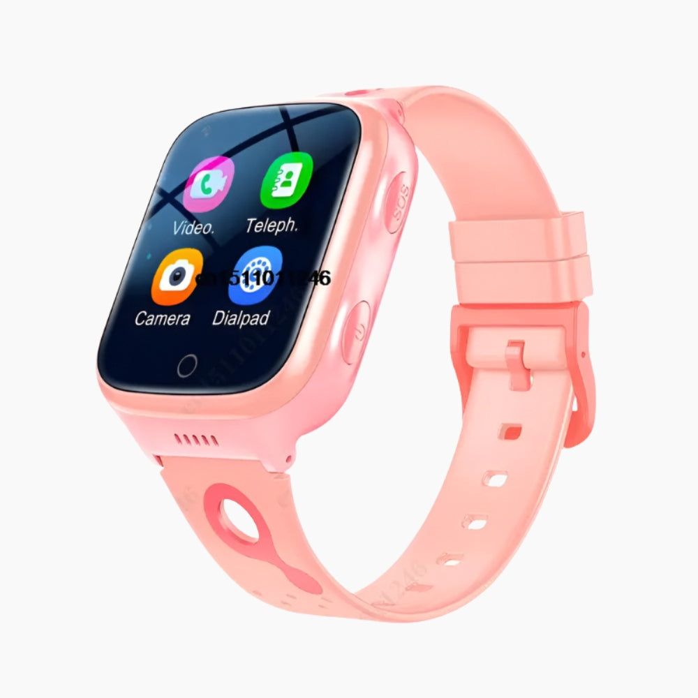 Montre GPS enfant 4G avec écran affichant un appel vidéo