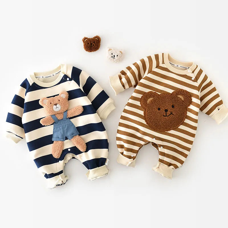 Bodysuit bébé en coton avec ours brodé sur le devant