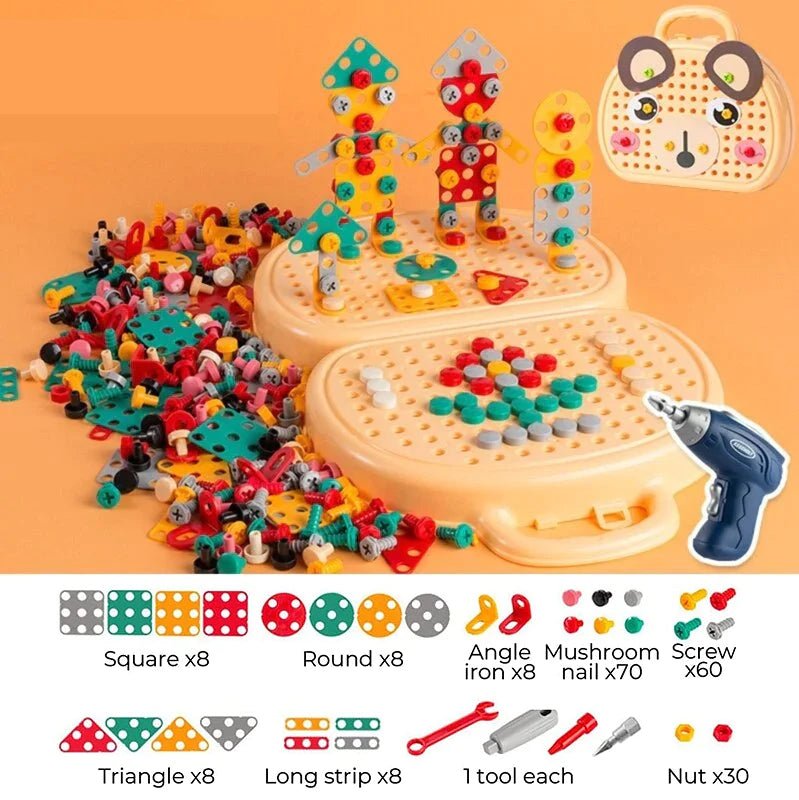Ensemble complet d'outils pour enfants sur une table