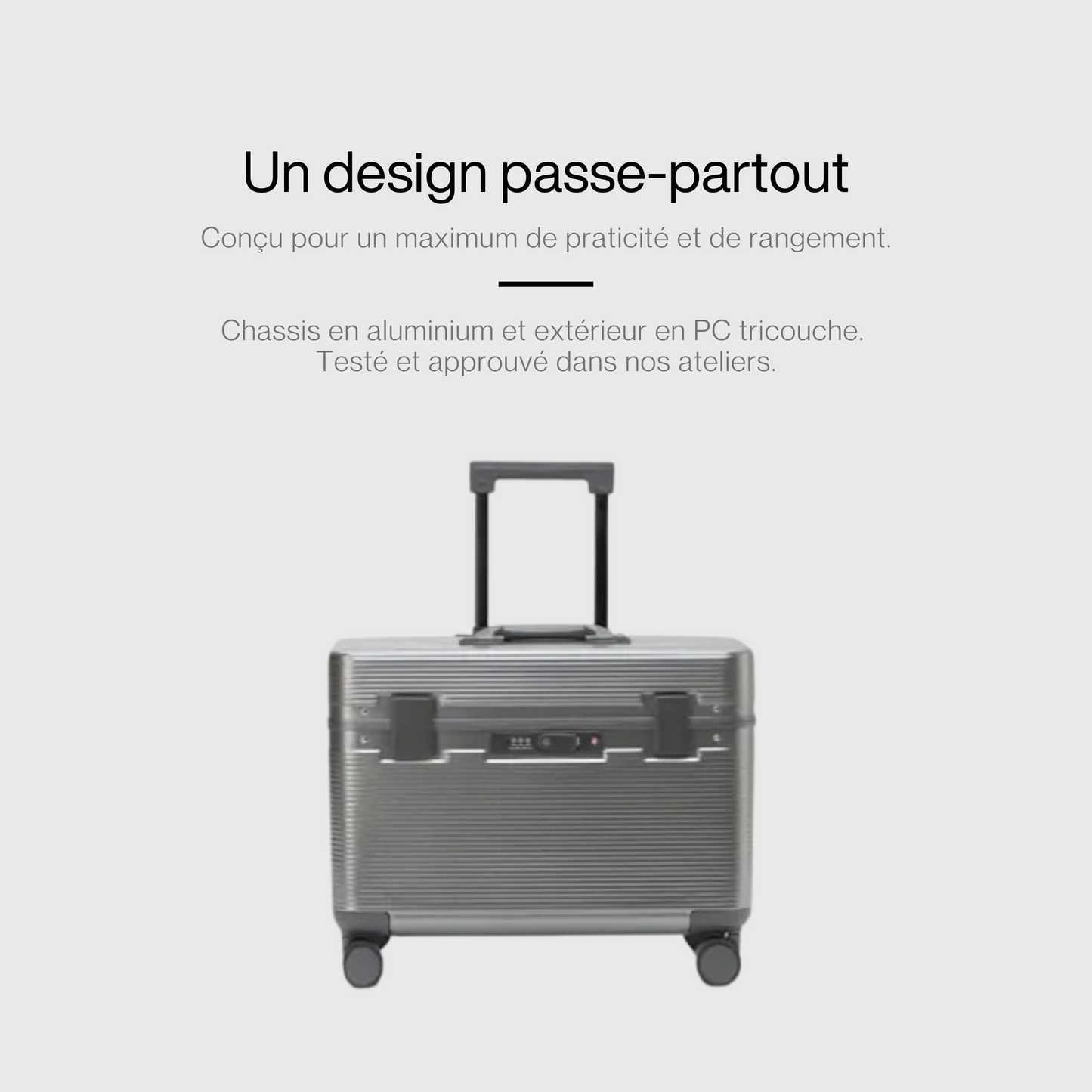 Valise cabine avec poignée télescopique et roues robustes