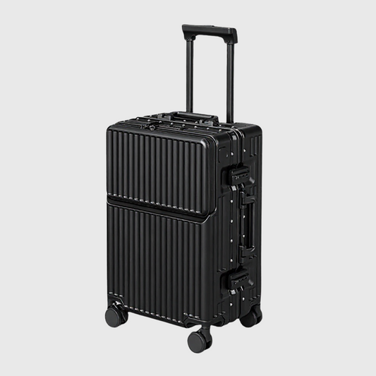 Vue latérale de la valise montrant les matériaux composites