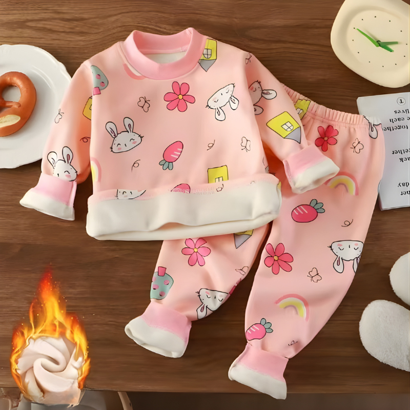 Pyjama en fleece doux pour enfant, motifs ludiques