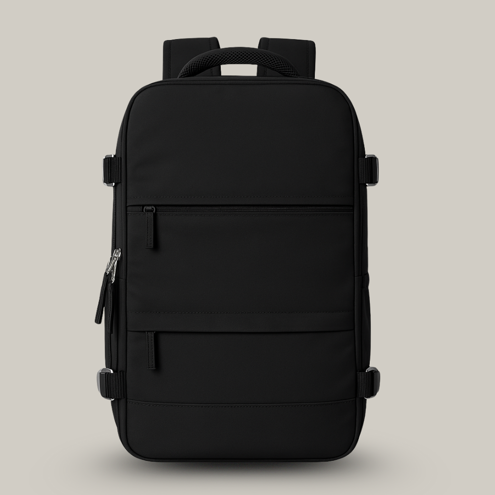 Sac à dos ouvert à plat montrant l'intérieur spacieux