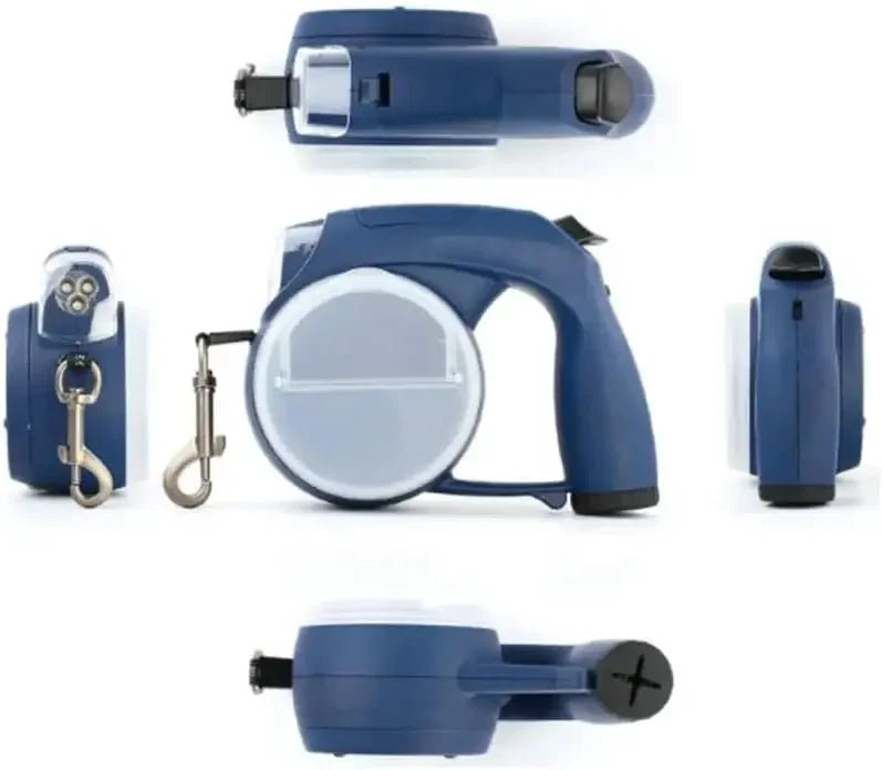 Laisse rétractable avec lumière LED et sacs amovibles