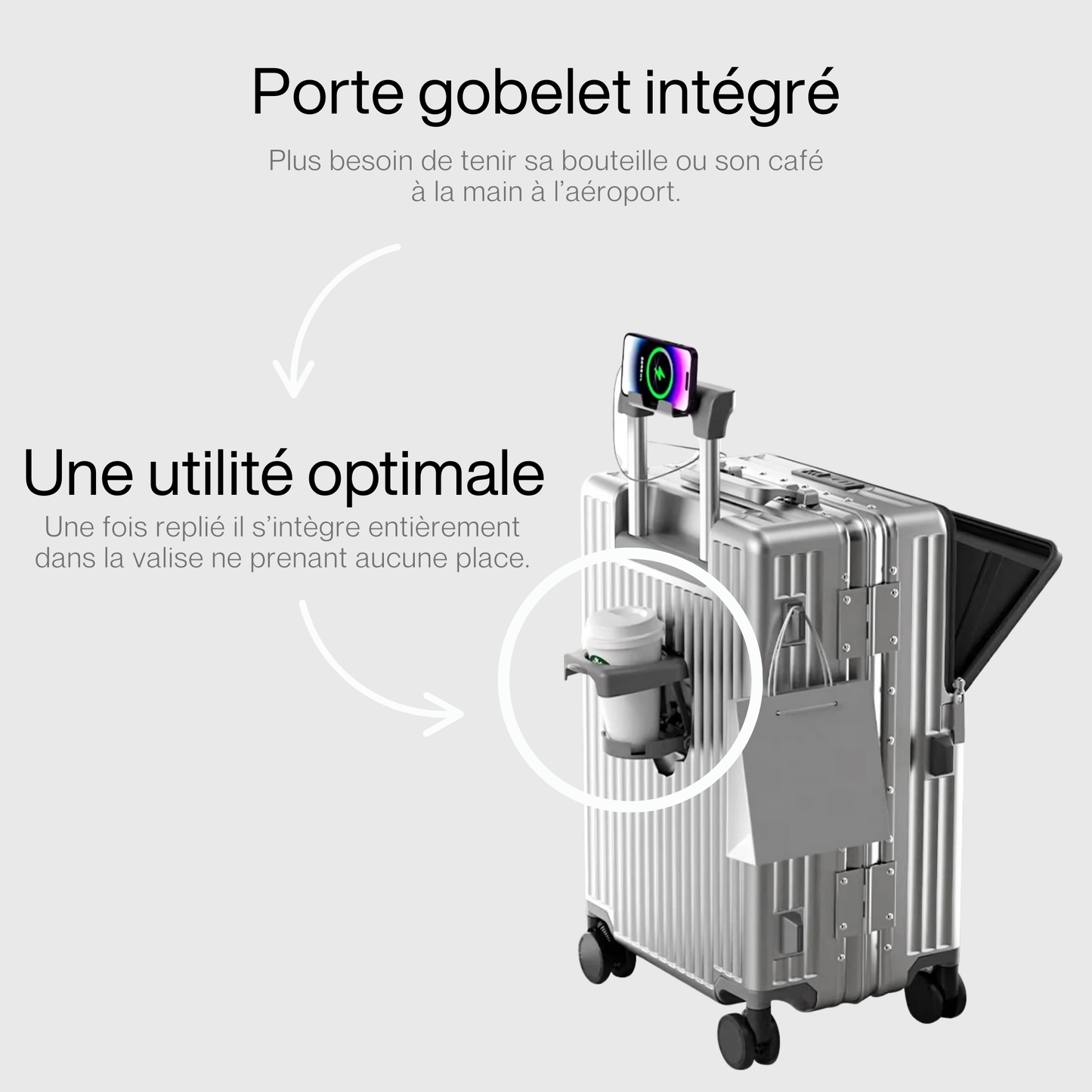 Intérieur de la valise avec séparateurs et pochettes