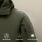 Veste imperméable avec capuche sur fond blanc