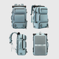 Vue de face du sac à dos imperméable avec poches multiples