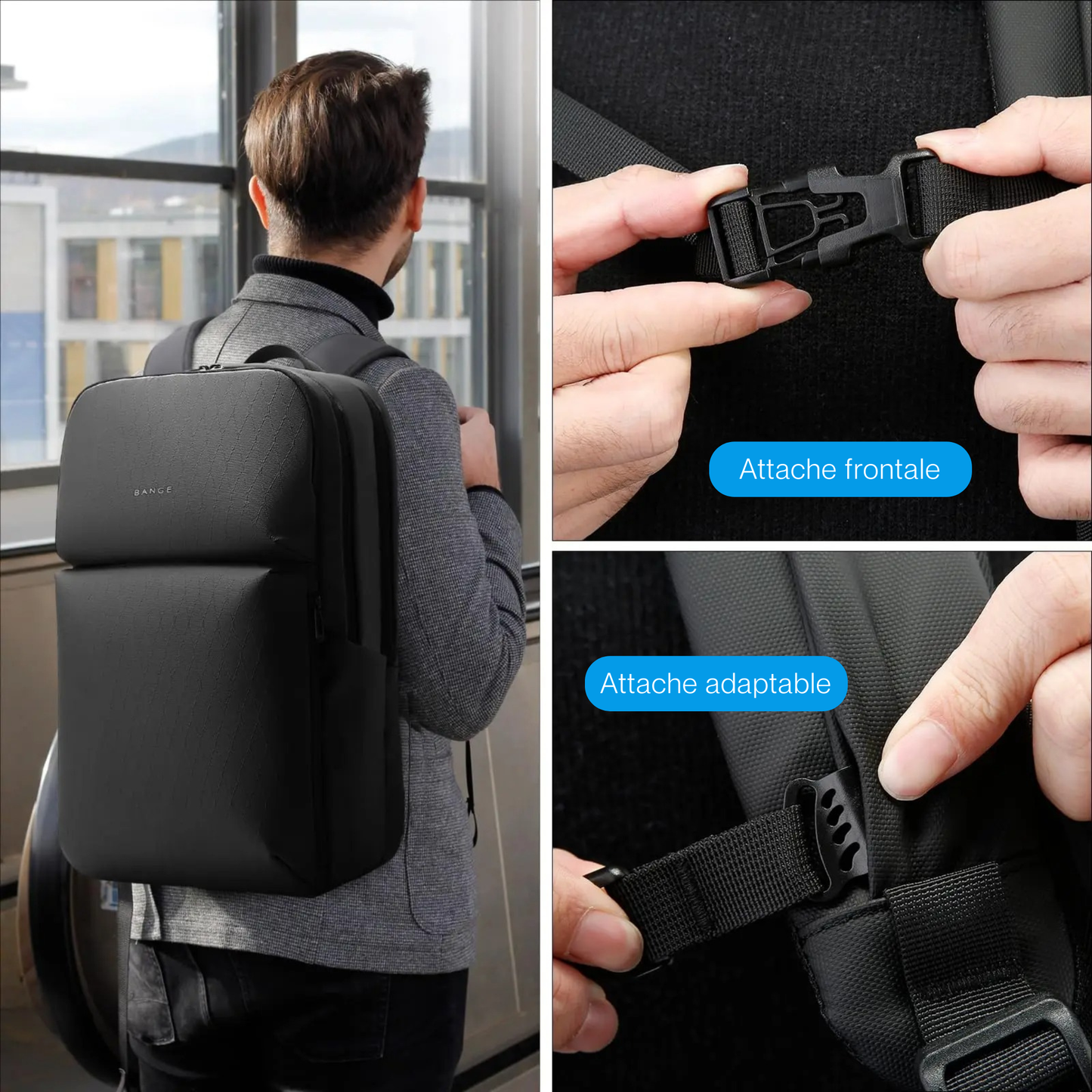 Détail du tissu imperméable du sac à dos en gros plan