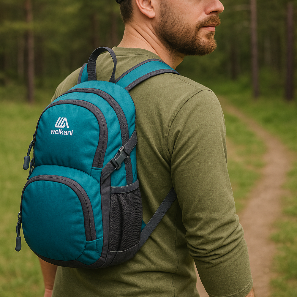 Sac à dos 20L en utilisation lors d'une randonnée en forêt