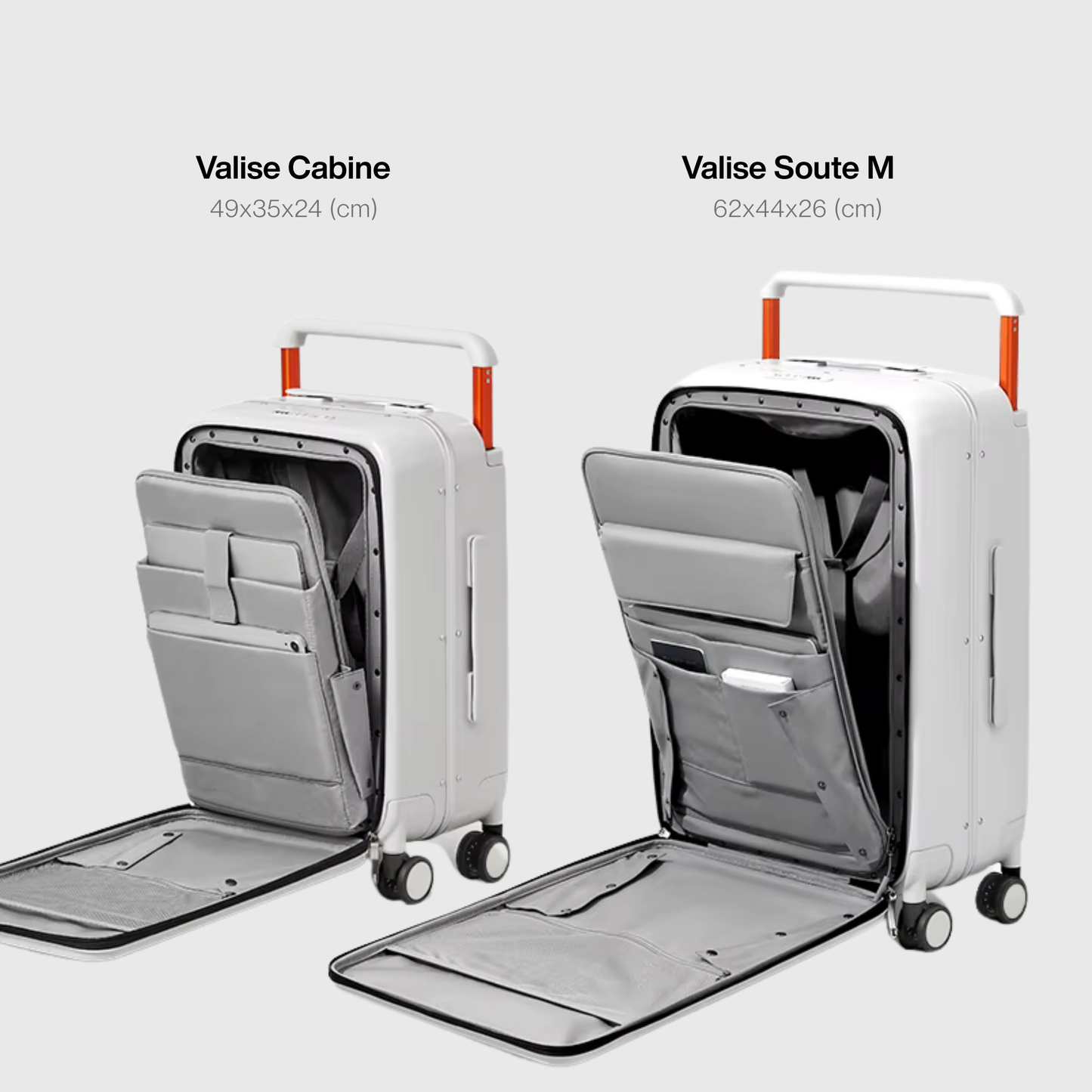 Vue latérale de la valise montrant sa structure robuste