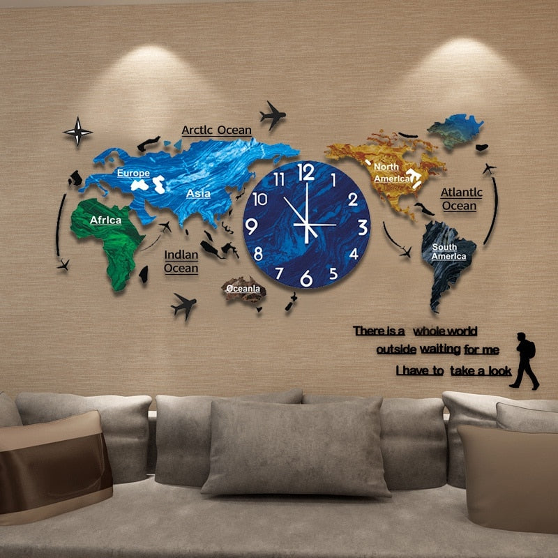Horloge murale 3D avec reflets lumineux sur l'acrylique