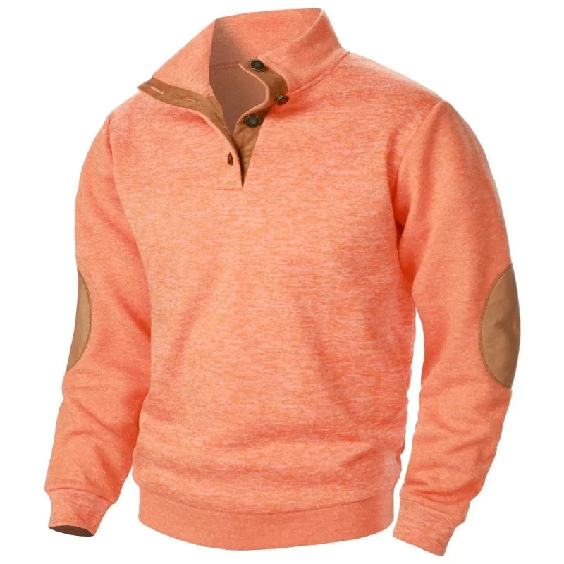 Sweat-shirt V marron, manches longues, coupe régulière