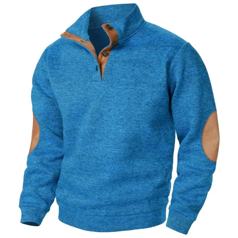 Vue latérale du sweat-shirt V vert armée en extérieur