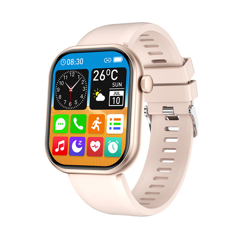 Vue latérale de la montre avec interface de suivi santé