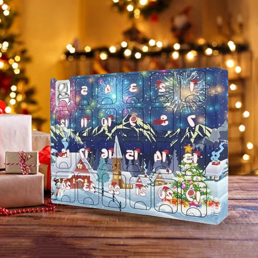 Emballage du calendrier de l'Avent avec détails des puzzles