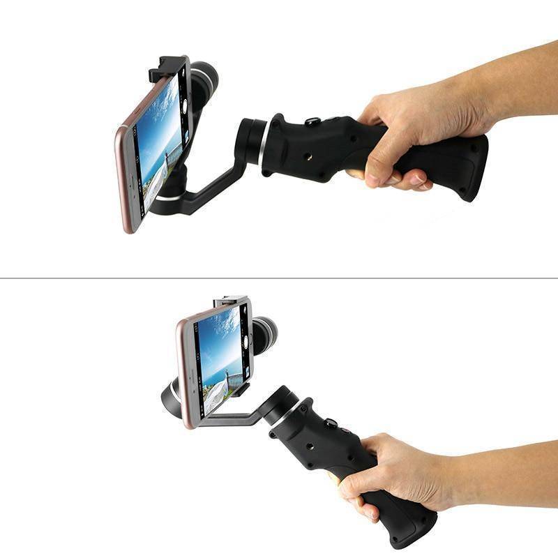 Gimbal 3-axes avec smartphone monté, vue de face