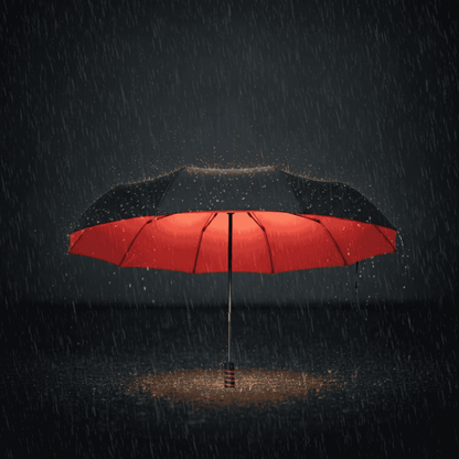 Parapluie en situation de vent fort, restant stable et intact