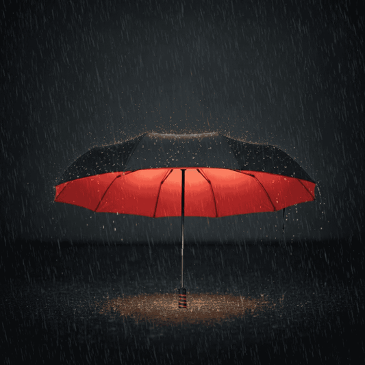 Parapluie en situation de vent fort, restant stable et intact