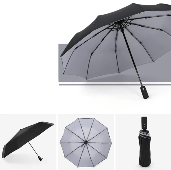 Vue de dessus du parapluie montrant sa couverture étendue