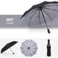 Vue latérale du parapluie montrant sa structure anti-tempête