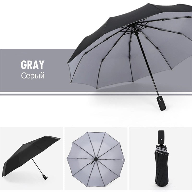 Vue latérale du parapluie montrant sa structure anti-tempête