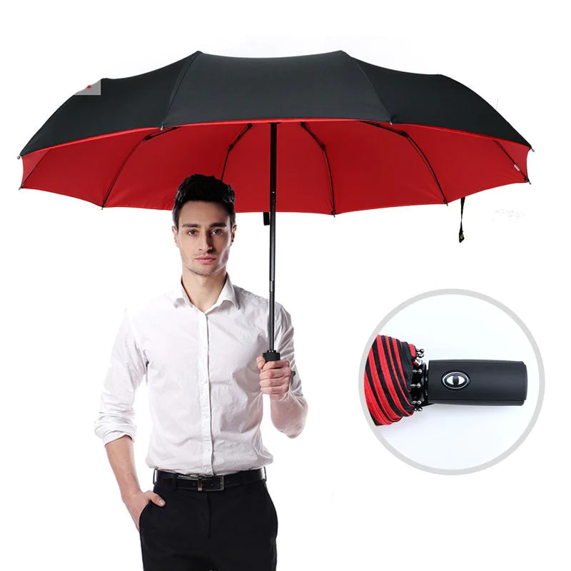 Parapluie en action, protégeant contre une forte tempête