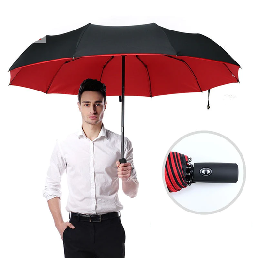 Parapluie en action, protégeant contre une forte tempête