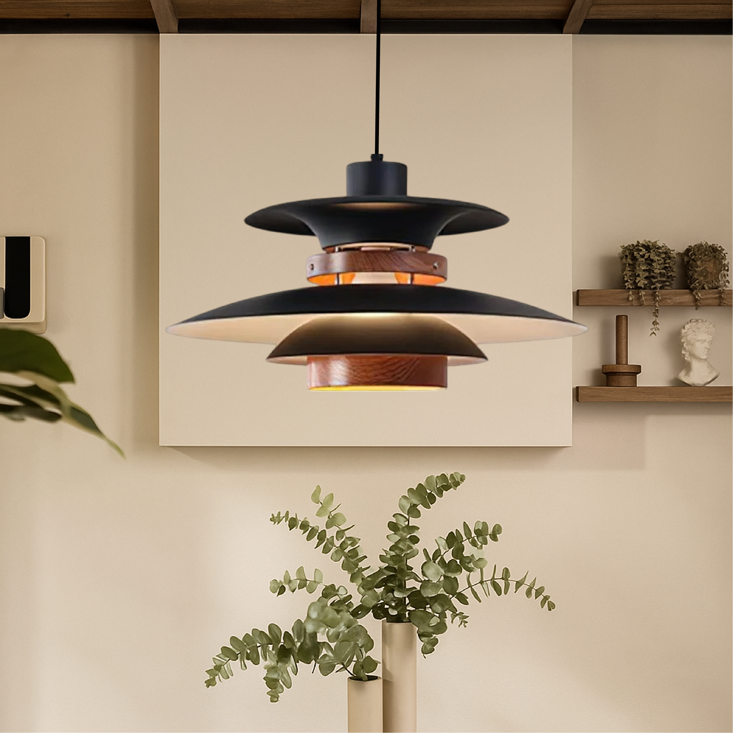 Lampe suspendue avec bras réglable et abat-jours multiples