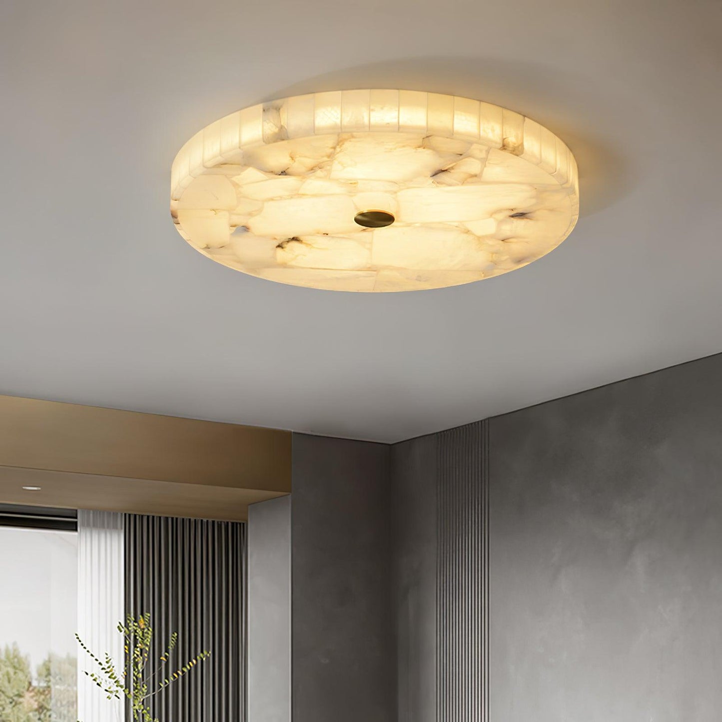 Détail de la texture de l'albâtre sur la lampe