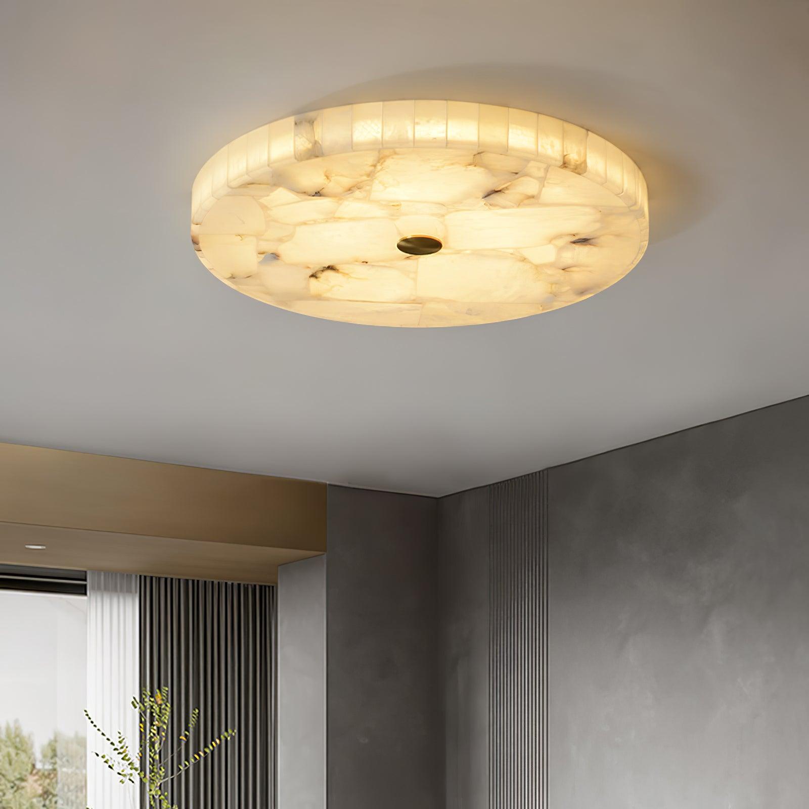 Détail de la texture de l'albâtre sur la lampe