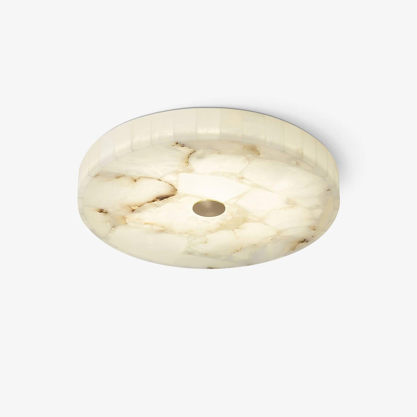 Vue rapprochée de la finition dorée et blanche de la lampe